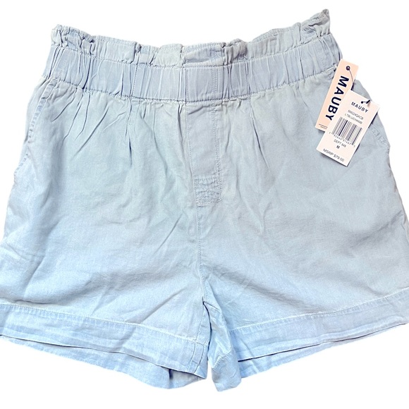 MAUBY WOMEN’S HIGH-WAISTED LIGHTWEIGHT CHAMBRAY SHORTS - NWT! - Picture 1 of 4